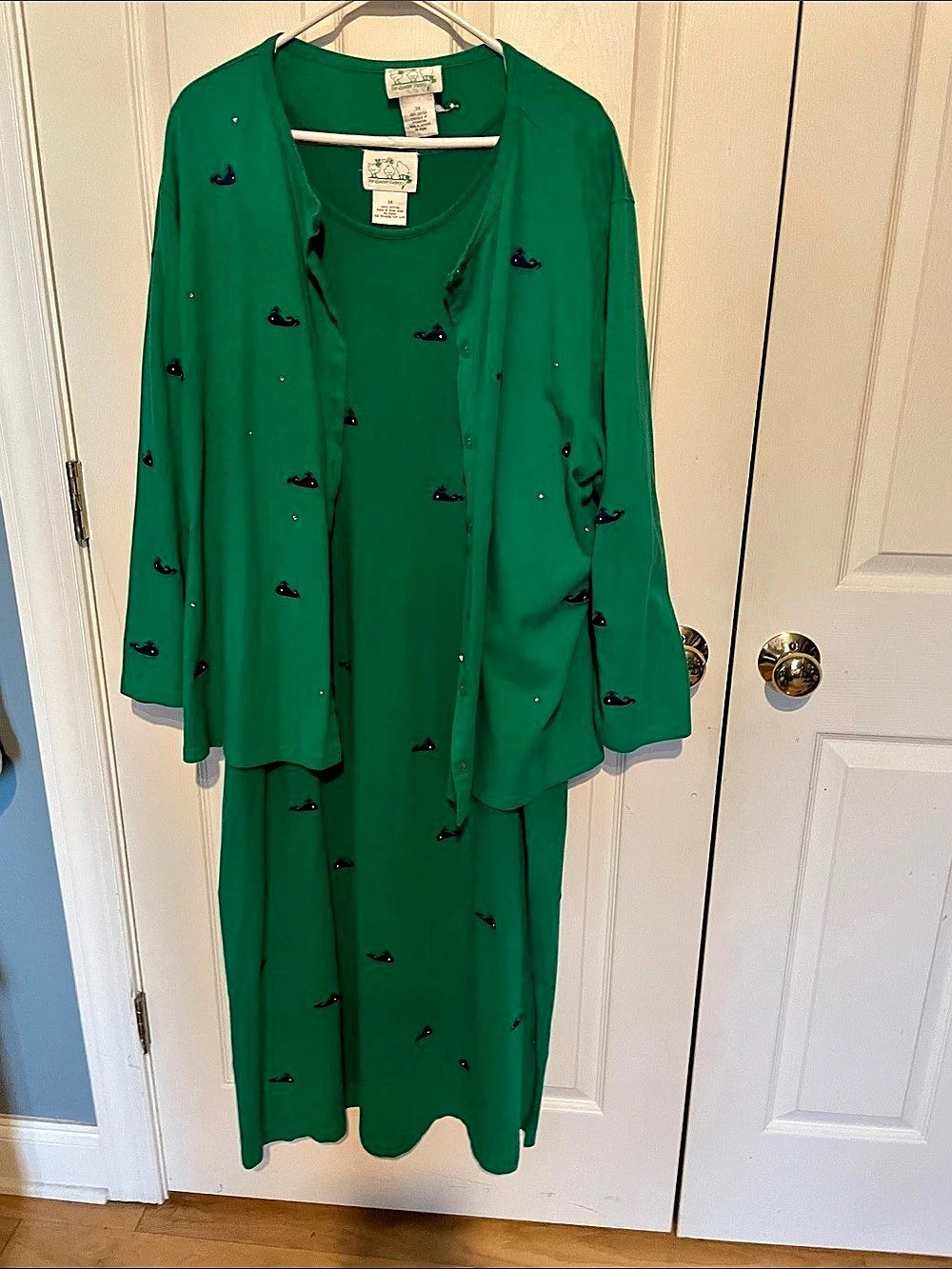 The Quacker Factory Maxi Dress & Cardigan Green Size 3X